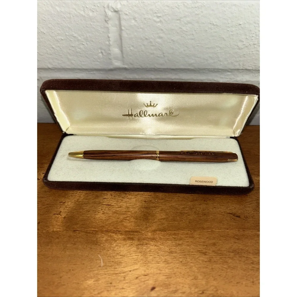 Vtg Rosewood Pen La Salle Engraved Hallmark
